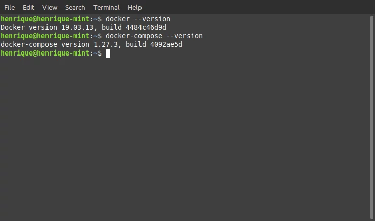 Docker and Docker Compose versions installed on my machine. Docker and Docker Compose versions installed on my machine.