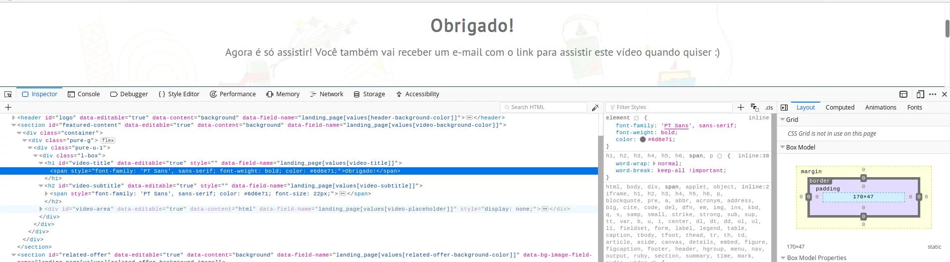 HTML element that renders the page title.