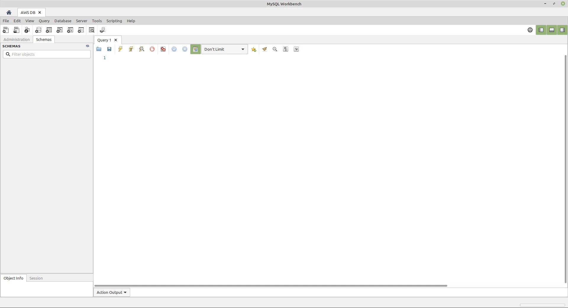 Open connection between MySQL Workbench and the database. Open connection between MySQL Workbench and the database.
