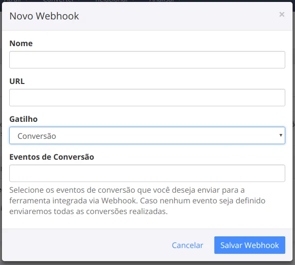 New webhook creation screen at August 2018.