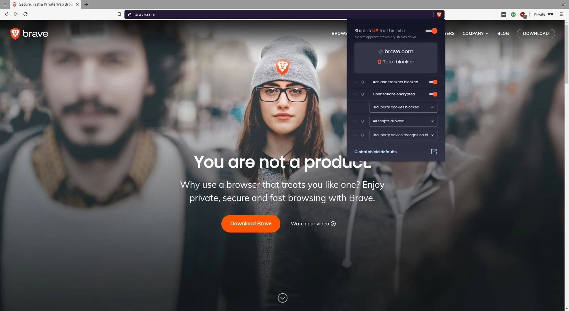 Brave browser is shipped with Shield: it blocks trackers and cookies while also enforcing the usage of HTTPS.
