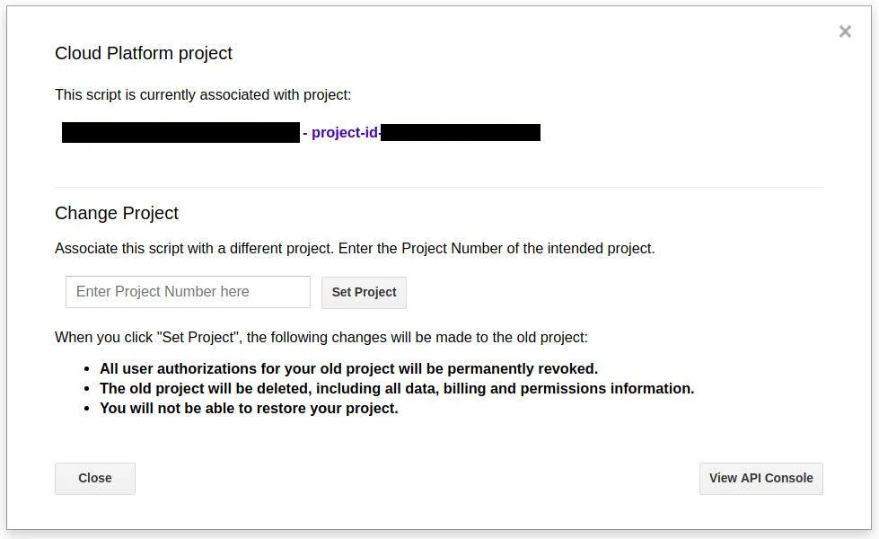 ID do Google Cloud Project associado ao script. ID do Google Cloud Project associado ao script.