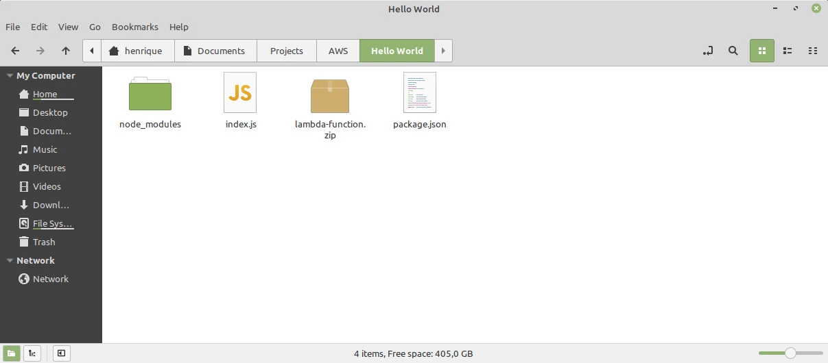 Pasta compactada com os arquivos index.js, node_modules e package.json. Pasta compactada com os arquivos index.js, node_modules e package.json.