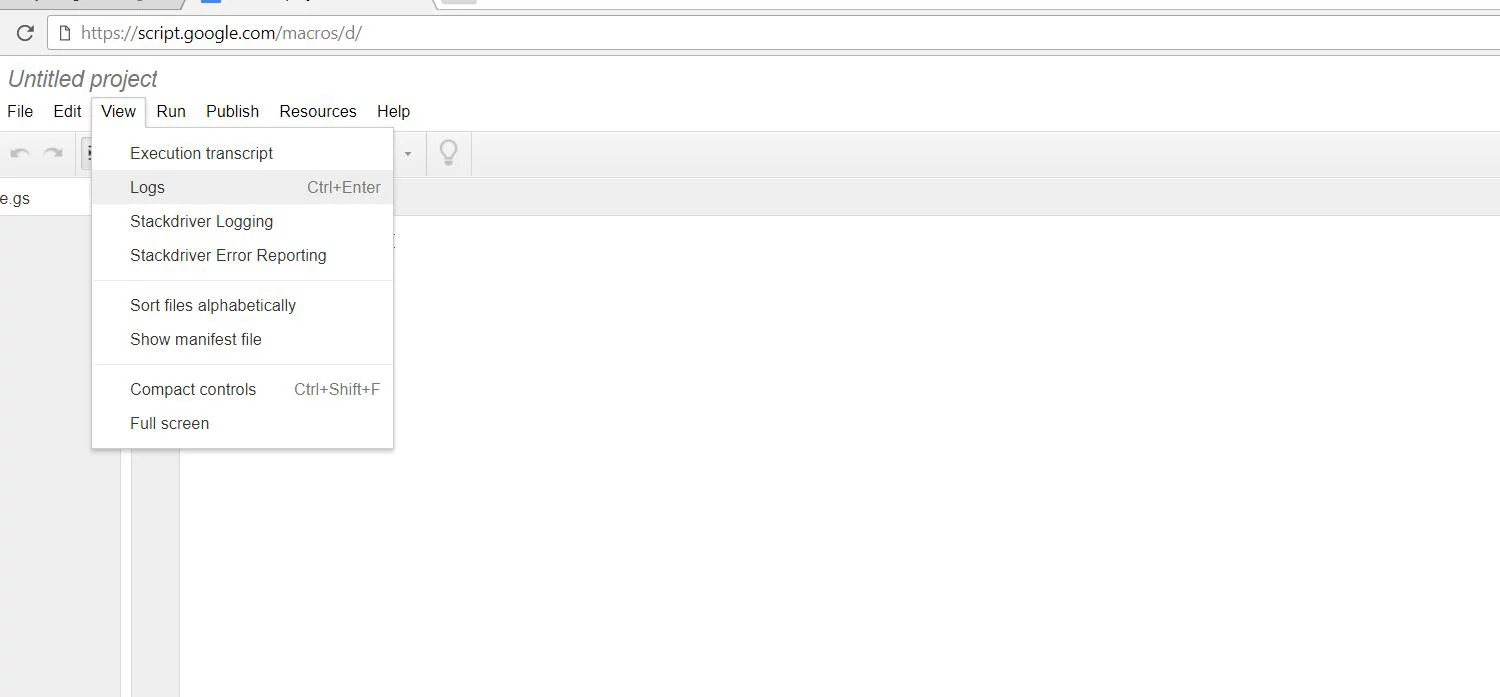 Janela popup de logs aberta em 2017.