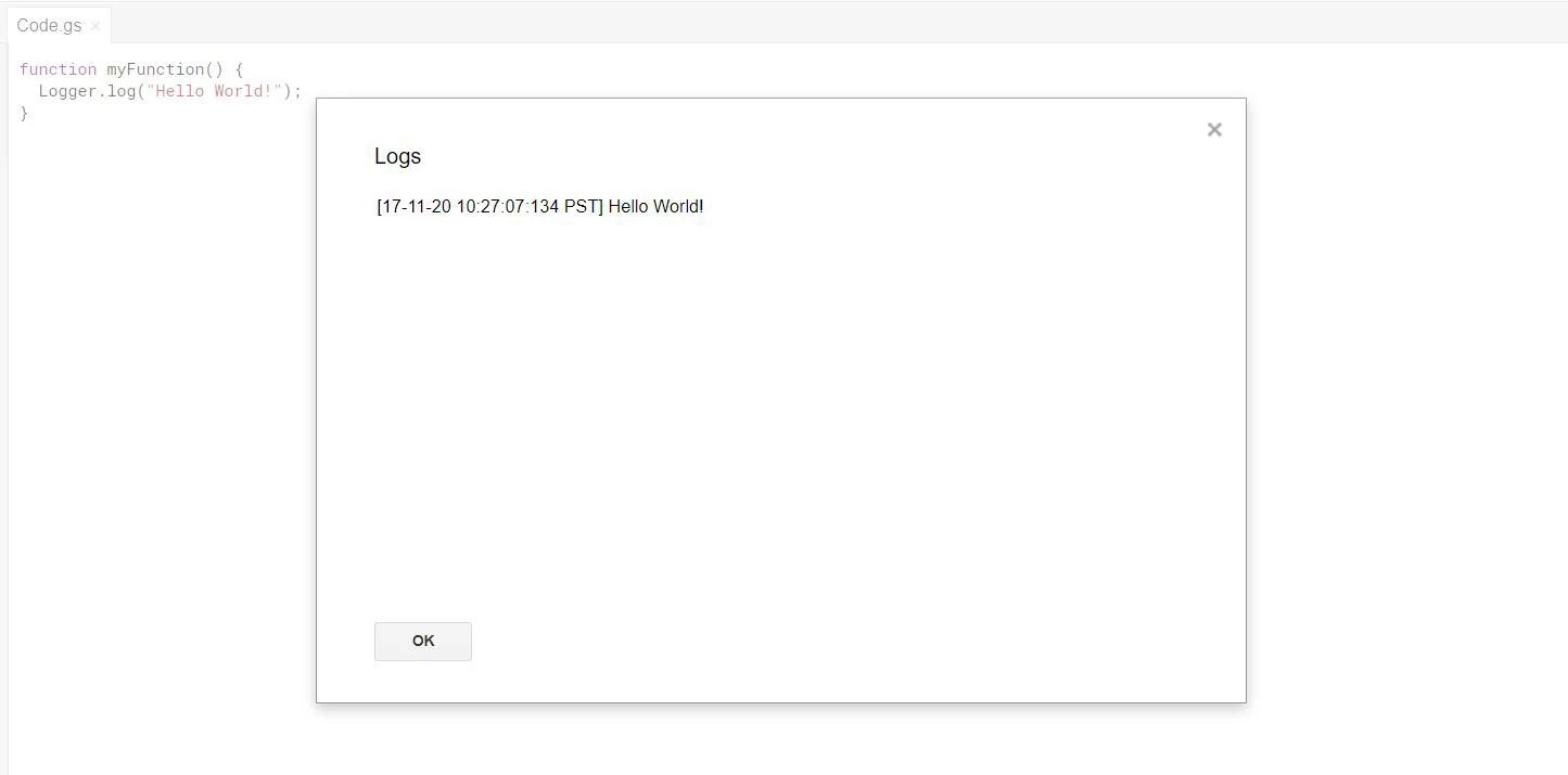 Janela popup de logs exibindo mensagem do usuário em 2017.